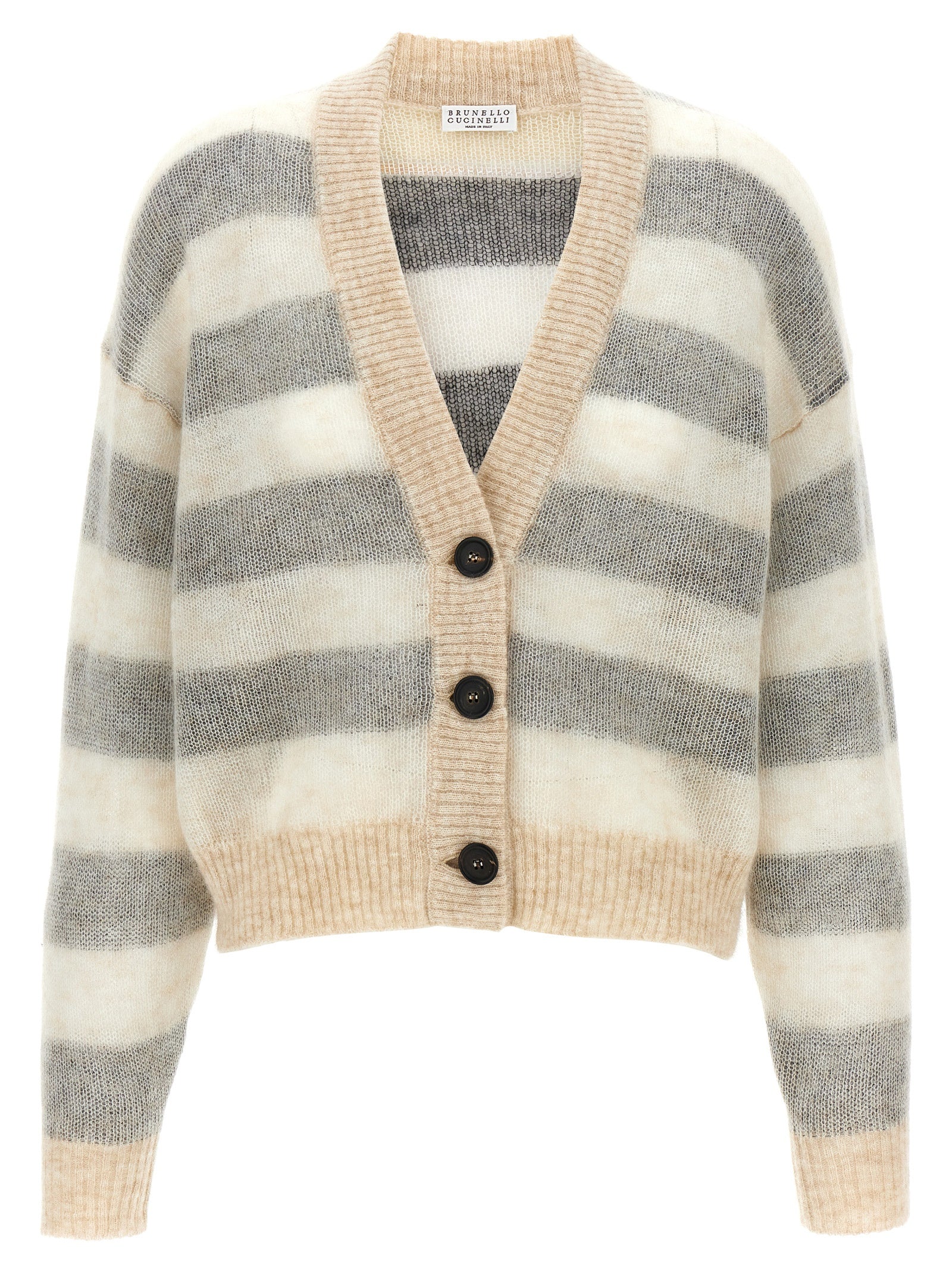 Brunello Cucinelli-Striped Cardigan Maglioni Multicolor-Donna