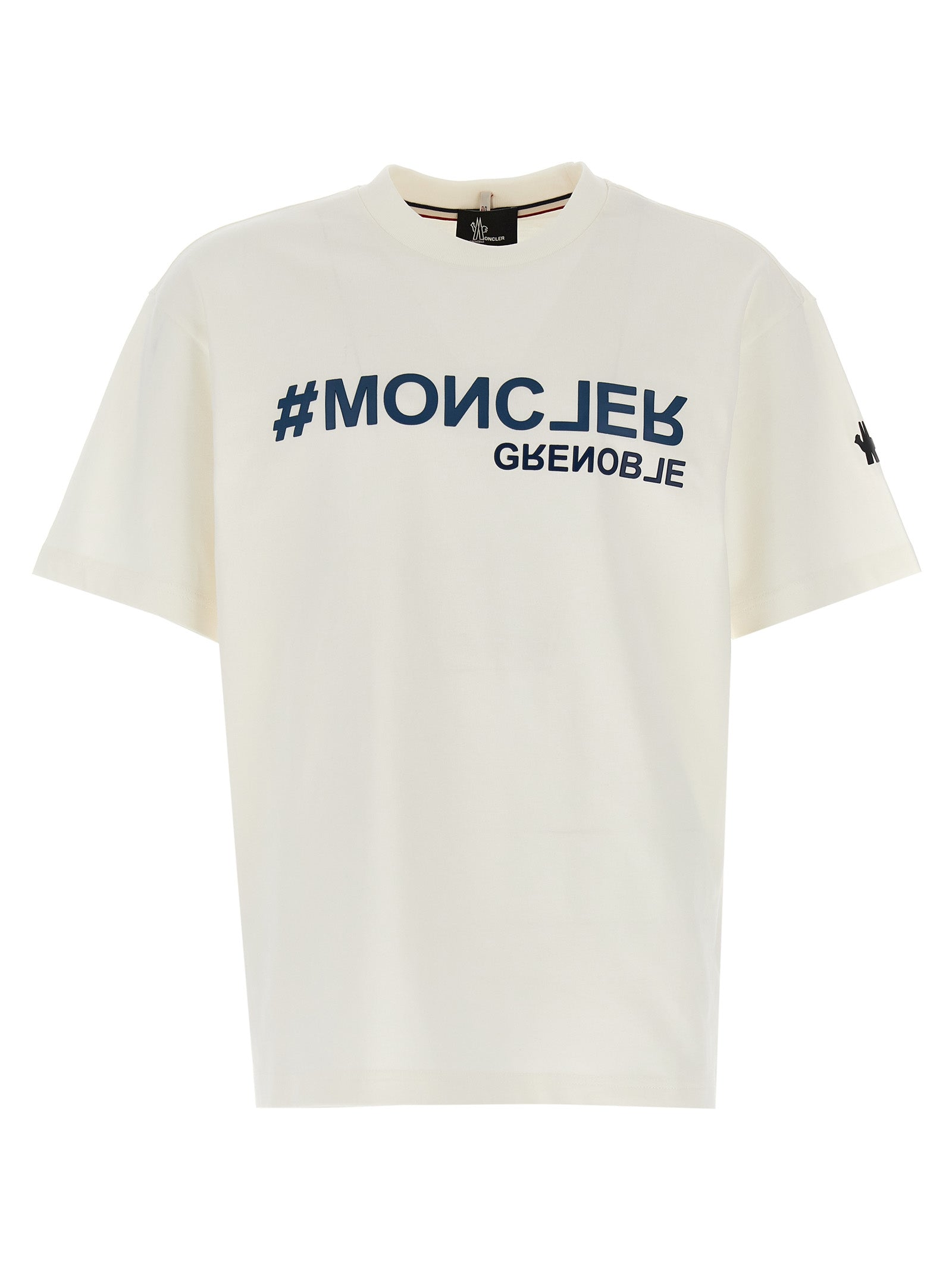 Moncler Grenoble-Logo Print T Shirt Bianco-Uomo