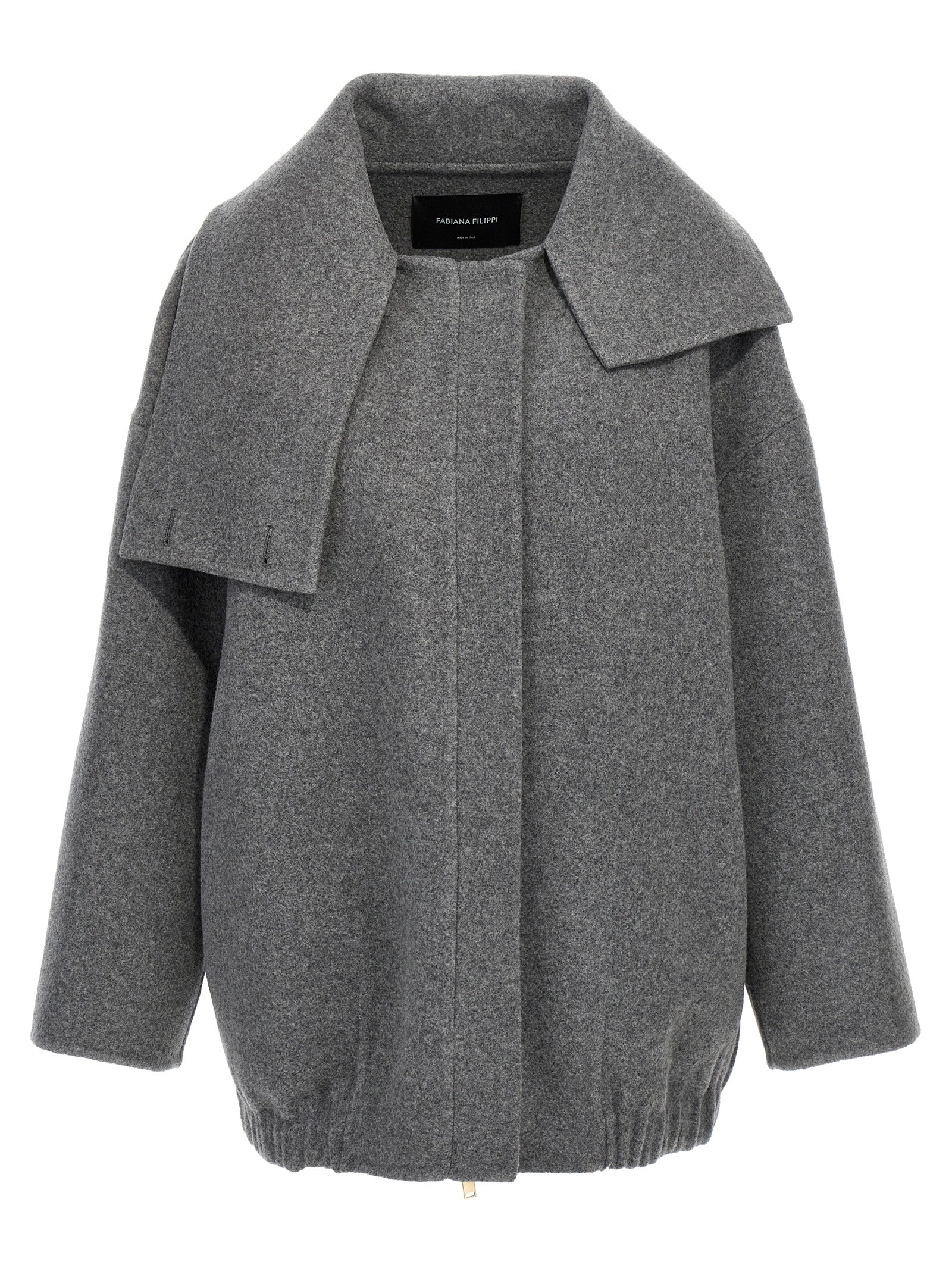 Fabiana Filippi-Wool Coat Trench E Impermeabili Grigio-Donna