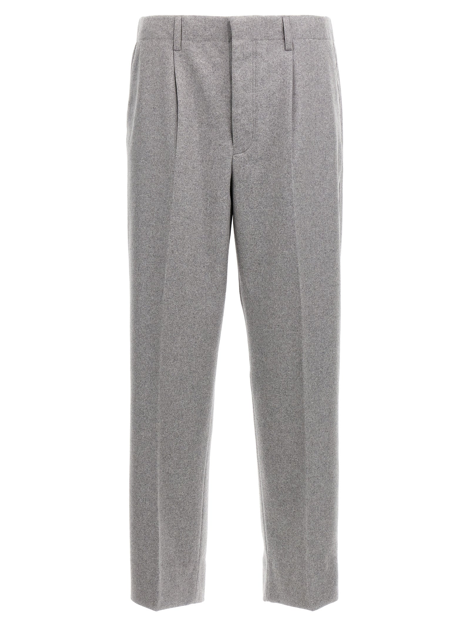 Zegna-Cashmere Wool Pantaloni Grigio-Uomo