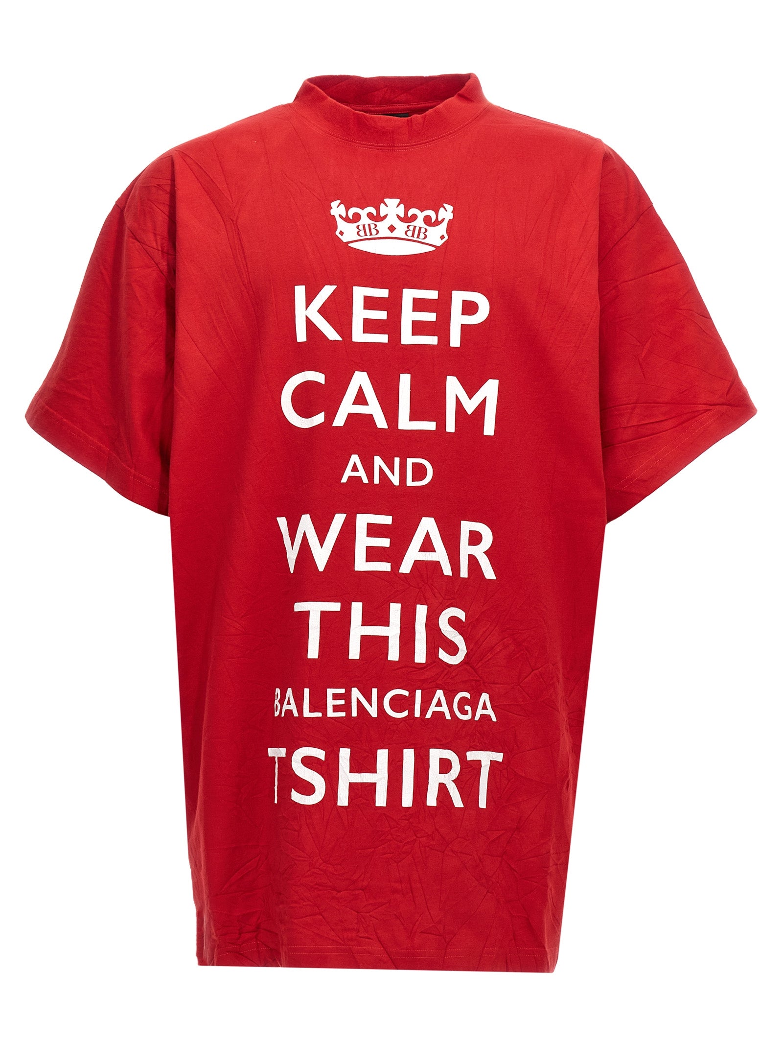 Balenciaga-Keep Calm T Shirt Rosso-Donna