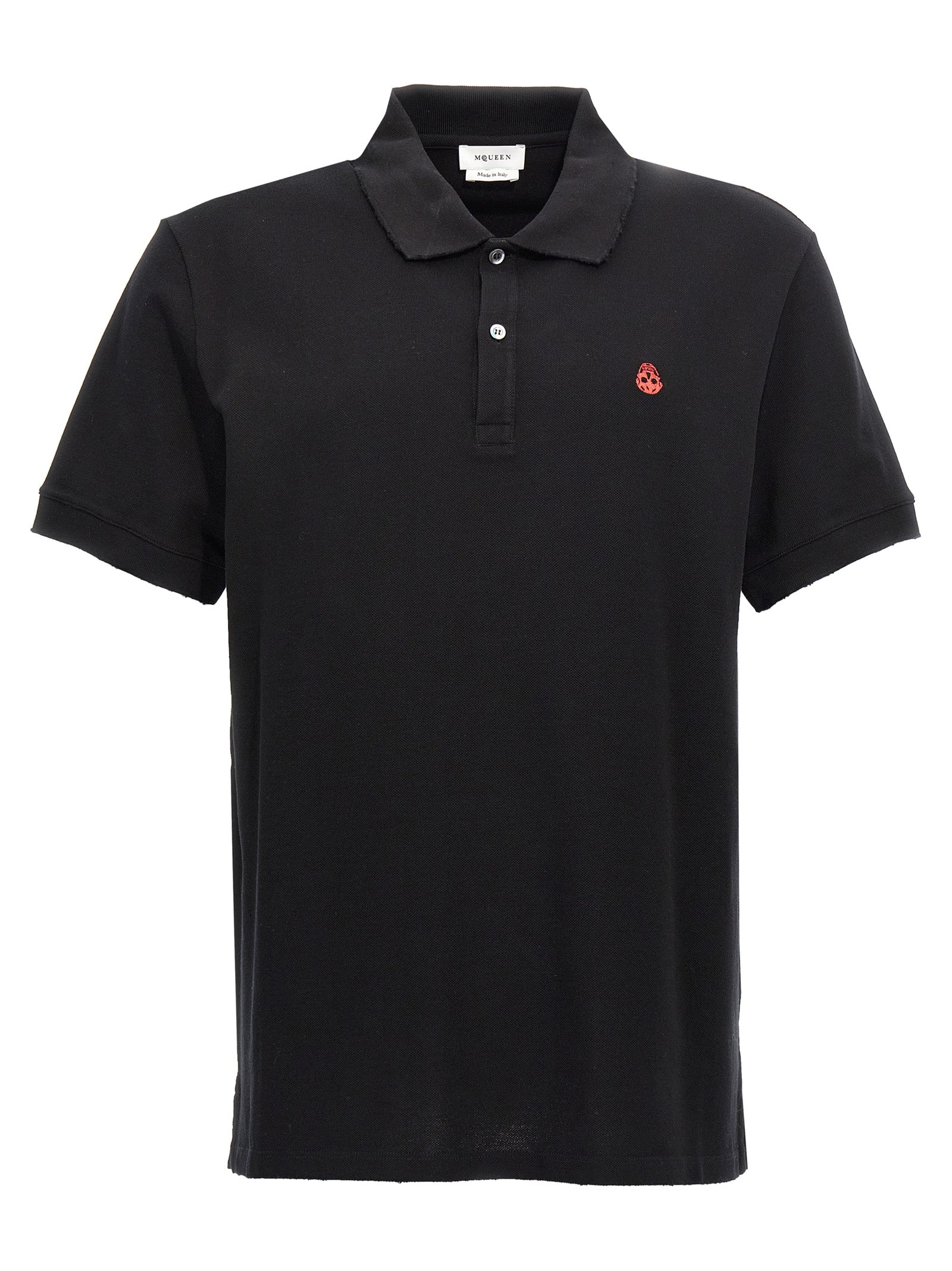 Alexander Mcqueen-Inverted Skull Shirt Polo Nero-Uomo