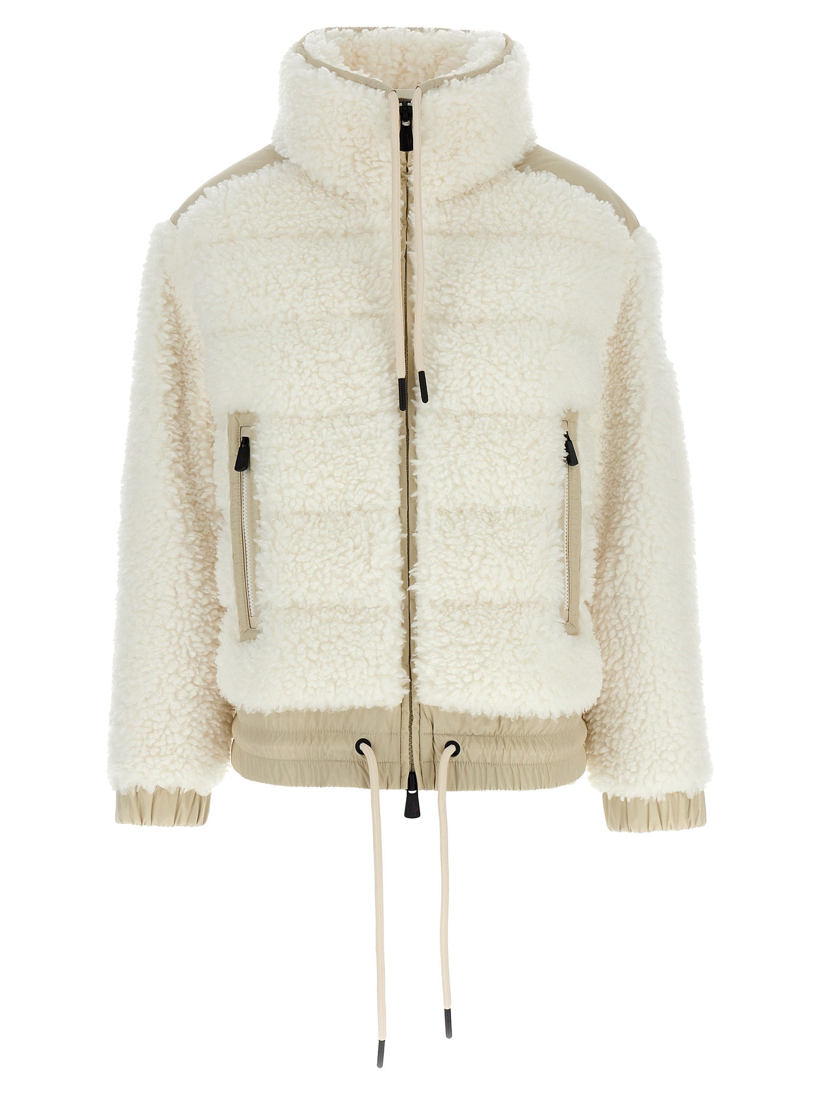 Moncler Grenoble-Fur-Effect Down Jacket Giacche Bianco-Donna