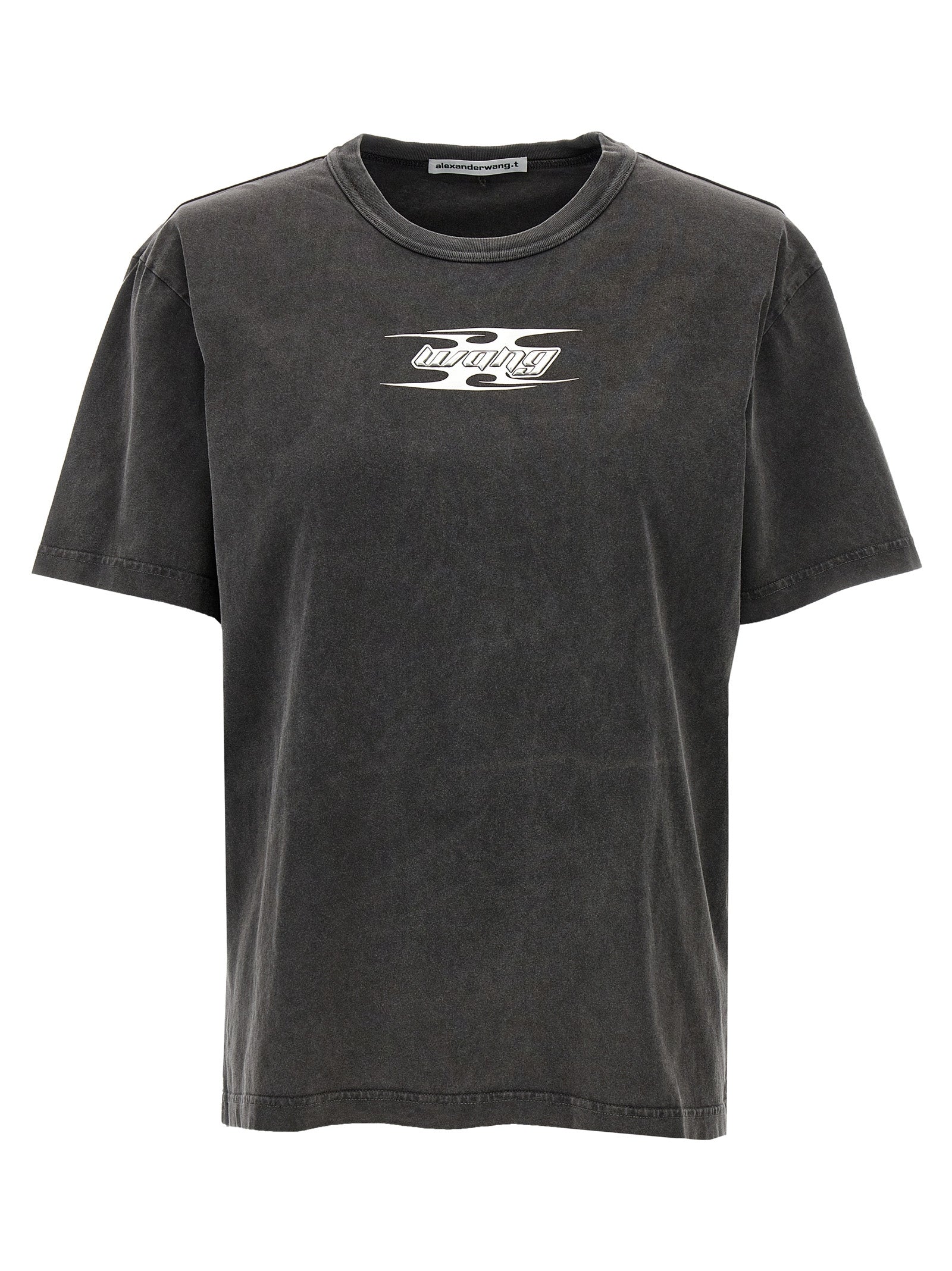 T By Alexander Wang-Logo T Shirt Grigio-Donna