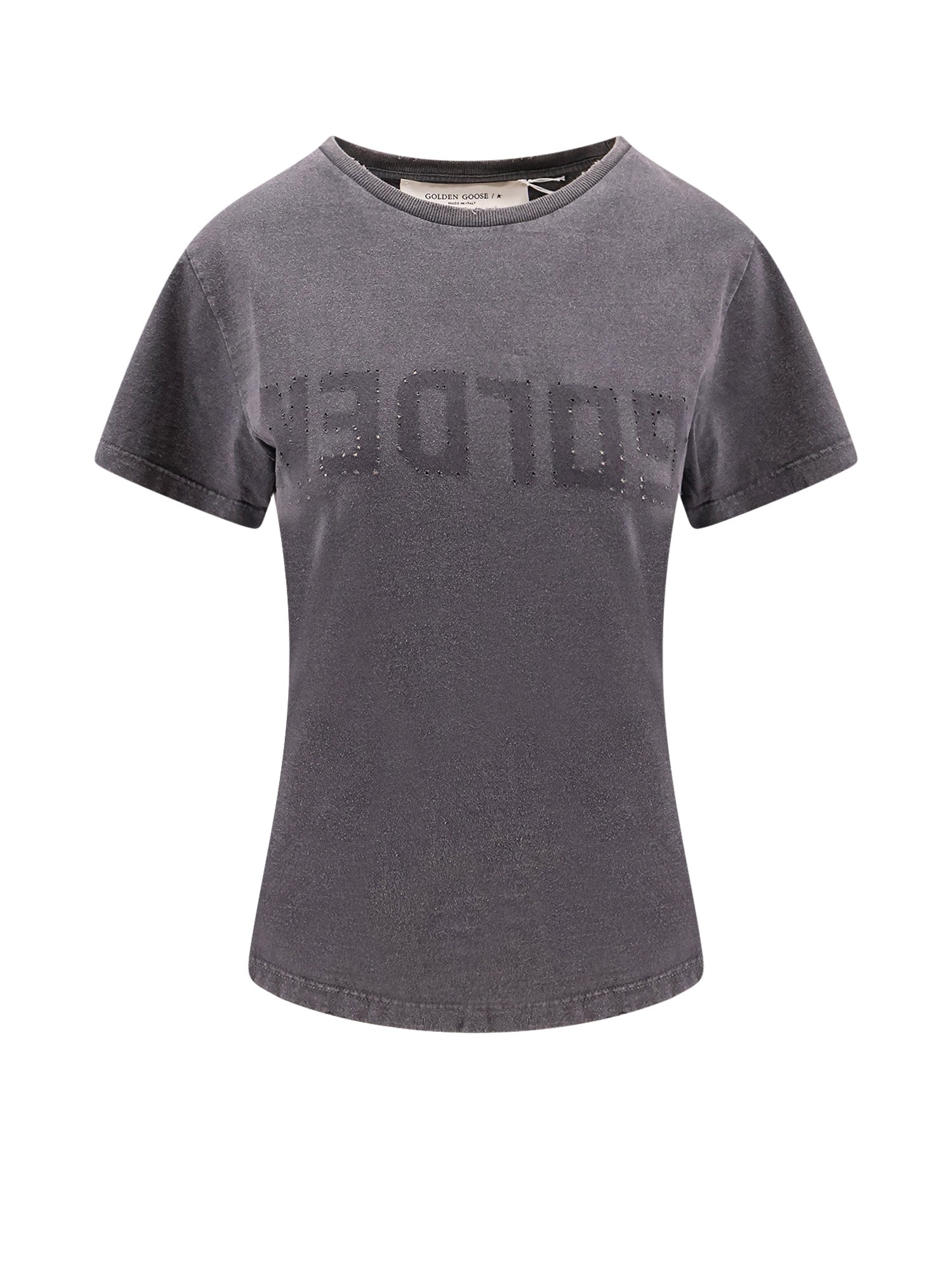 Golden Goose-T-shirt Slim Fit con effetto Vintage e dettaglio Stelle in metallo-Donna