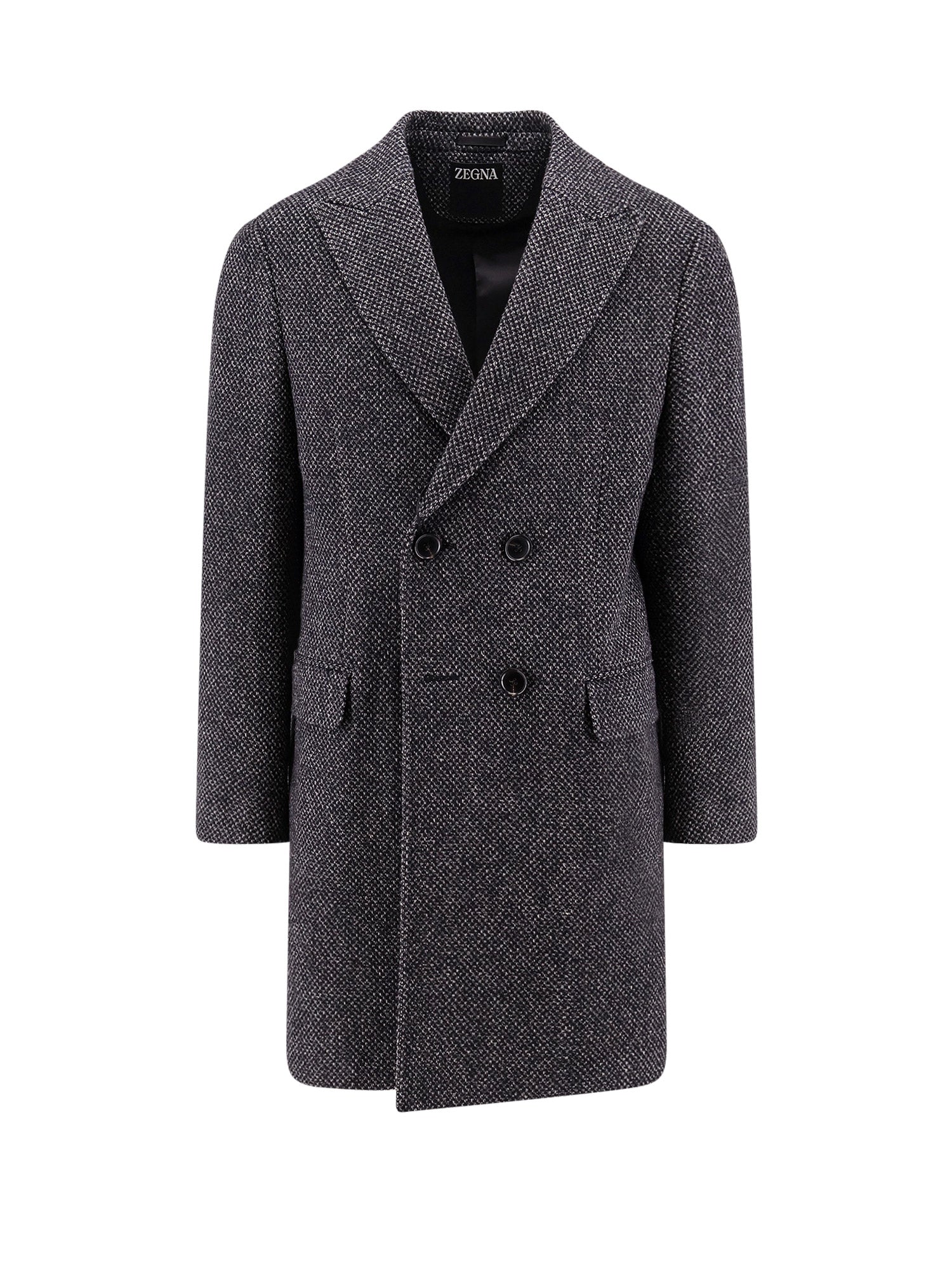 Zegna-Cappotto microfantasia in lana e cashmere-Uomo