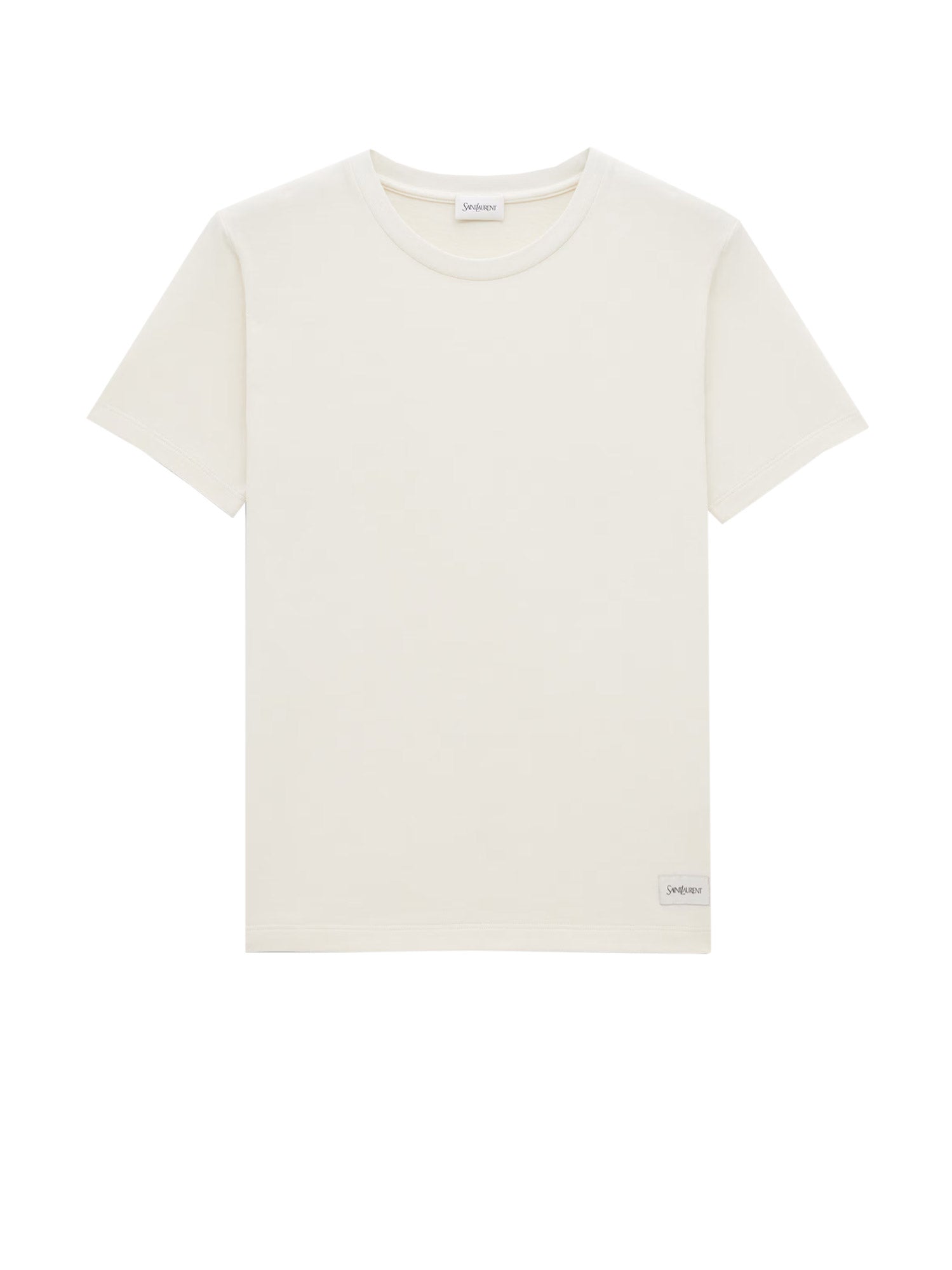 Saint Laurent-T-shirt in cotone con targhetta logo-Donna