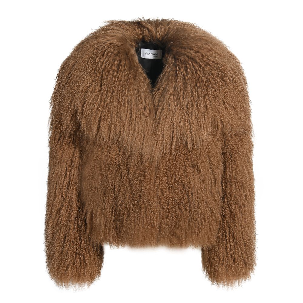 Wanan Touch-Cappotto Loyenne Camel in Pelliccia di Agnello-Donna