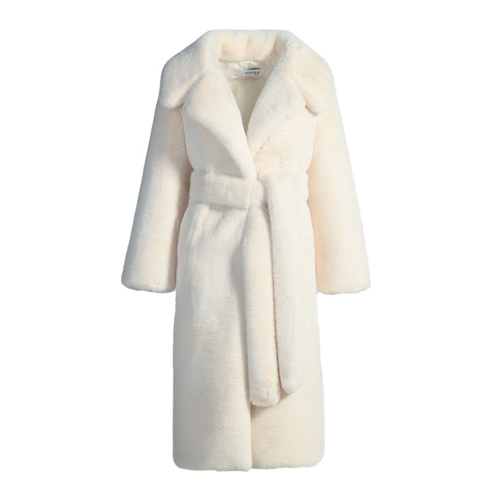 Wanan Touch-Cappotto Eco Pelliccia in Alpaca e Lana Bianco-Donna -Bianco