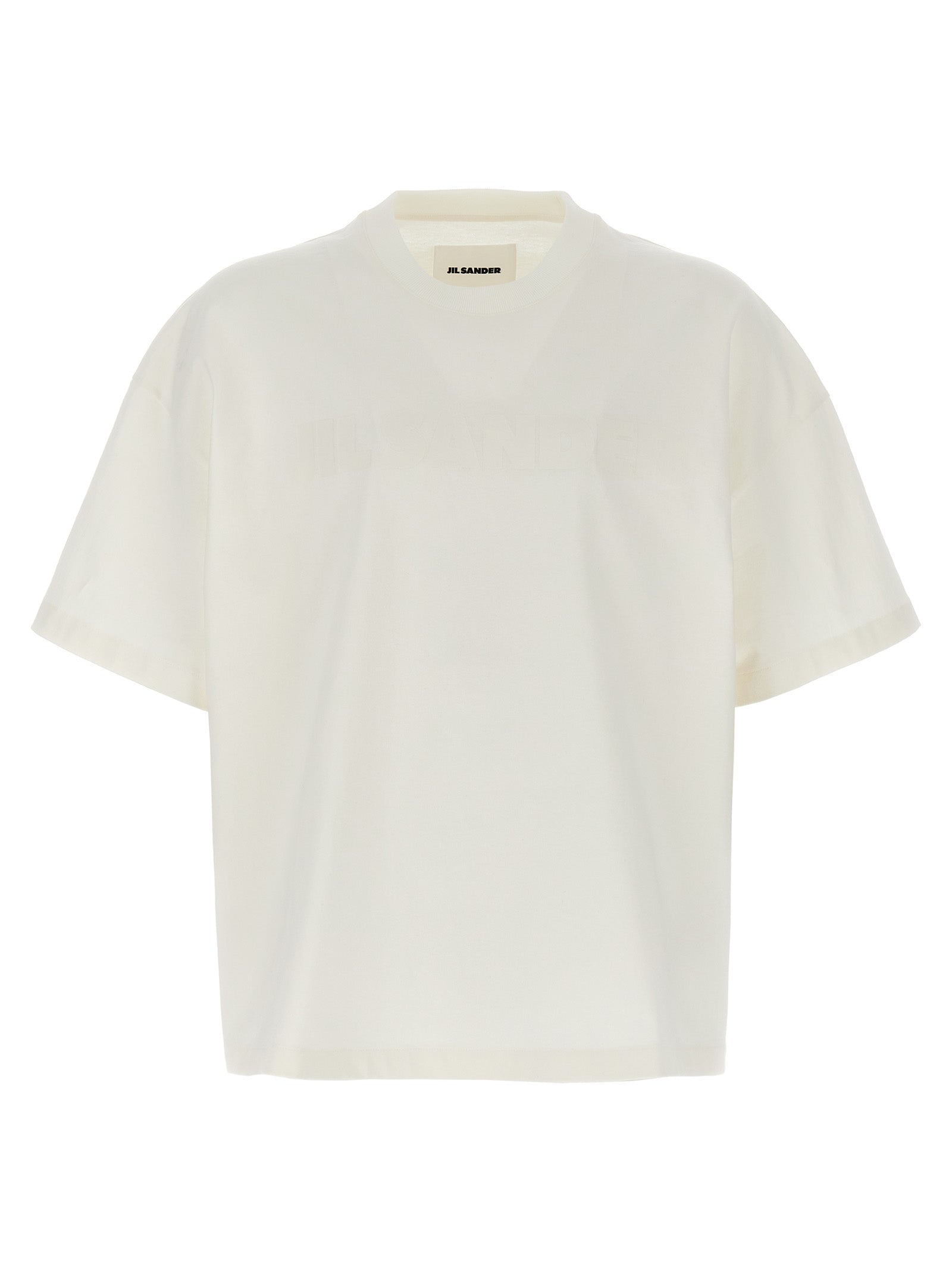 Jil Sander-Logo Print T Shirt Bianco-Uomo