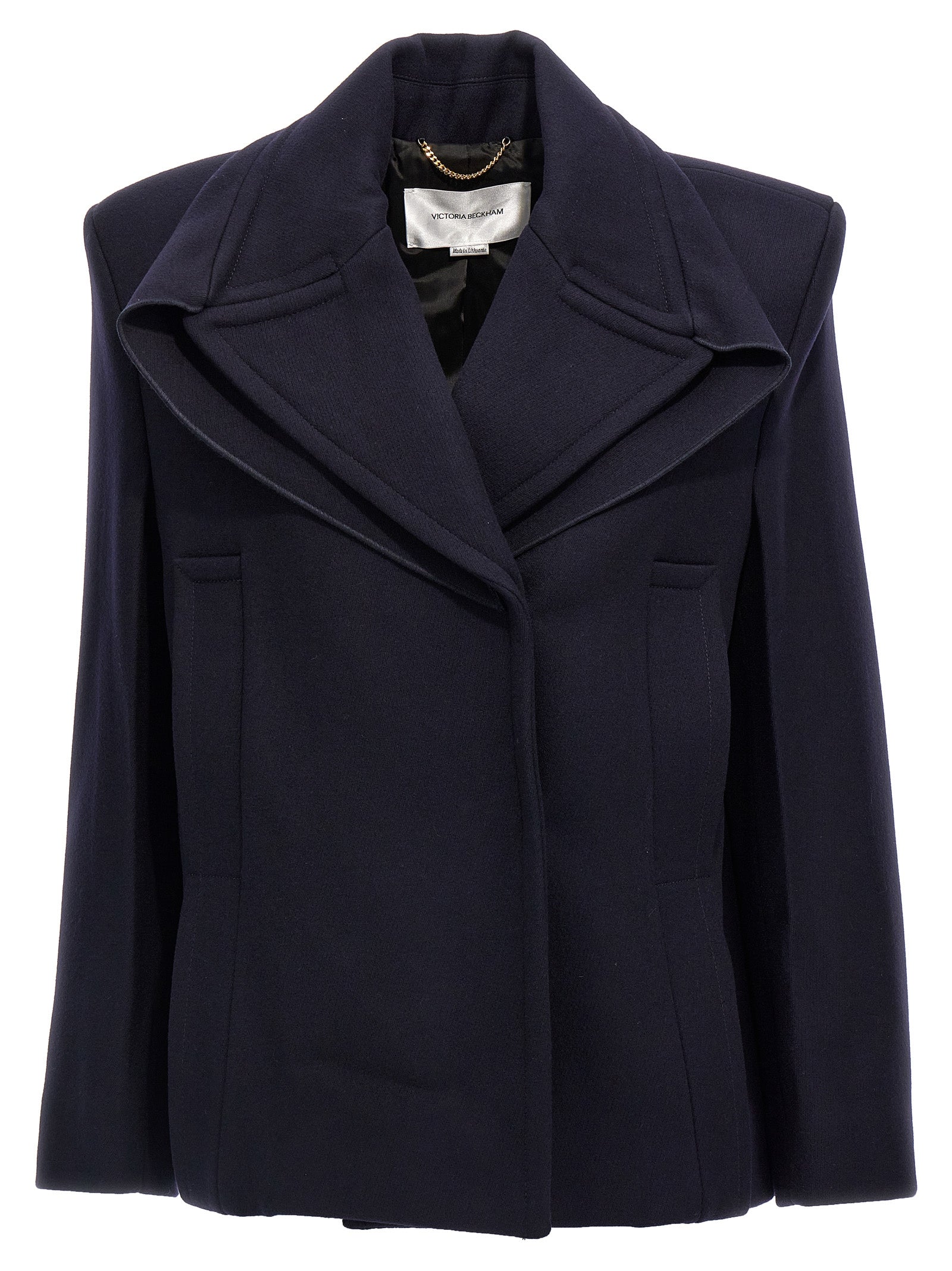 Victoria Beckham-Pointed Shoulder Trench E Impermeabili Blu-Donna