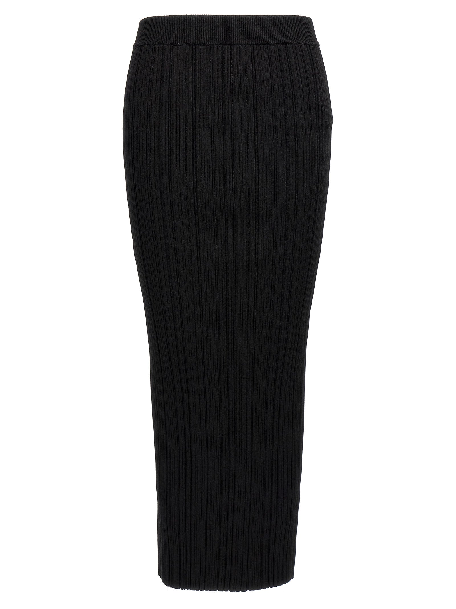 Balmain-Pleated Midi Skirt Gonne Nero-Donna