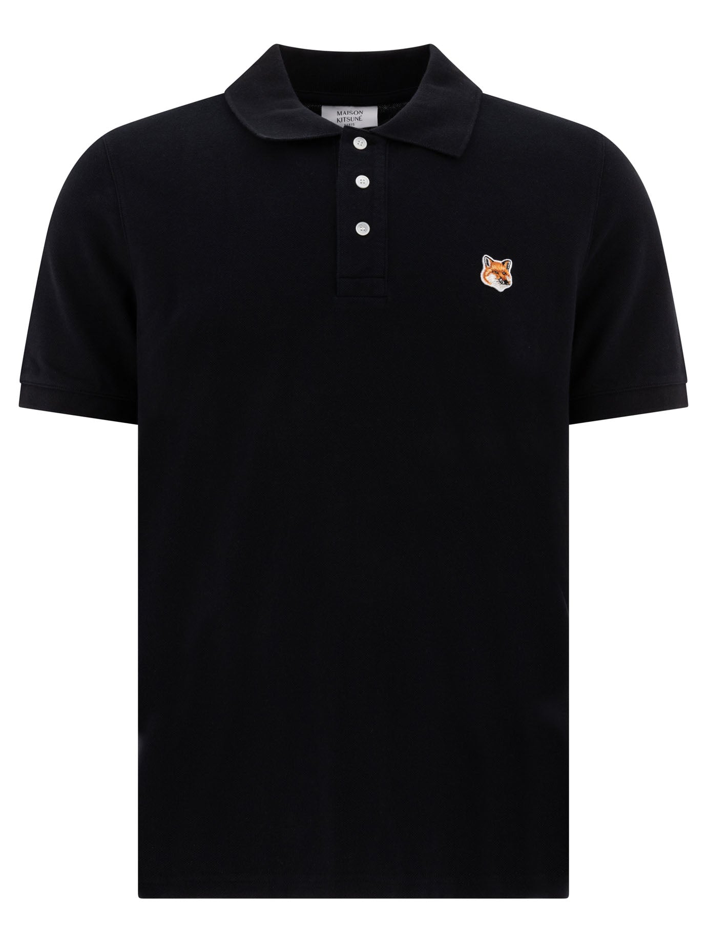 Maison Kitsuné-Fox Head Polo Shirts Nero-Uomo