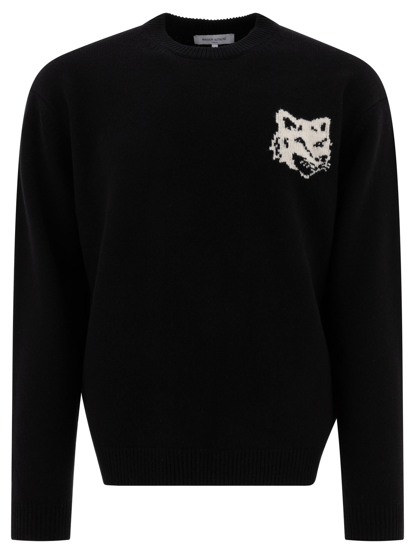 Maison Kitsuné-Fox Head Intarsia Knitwear Nero-Uomo