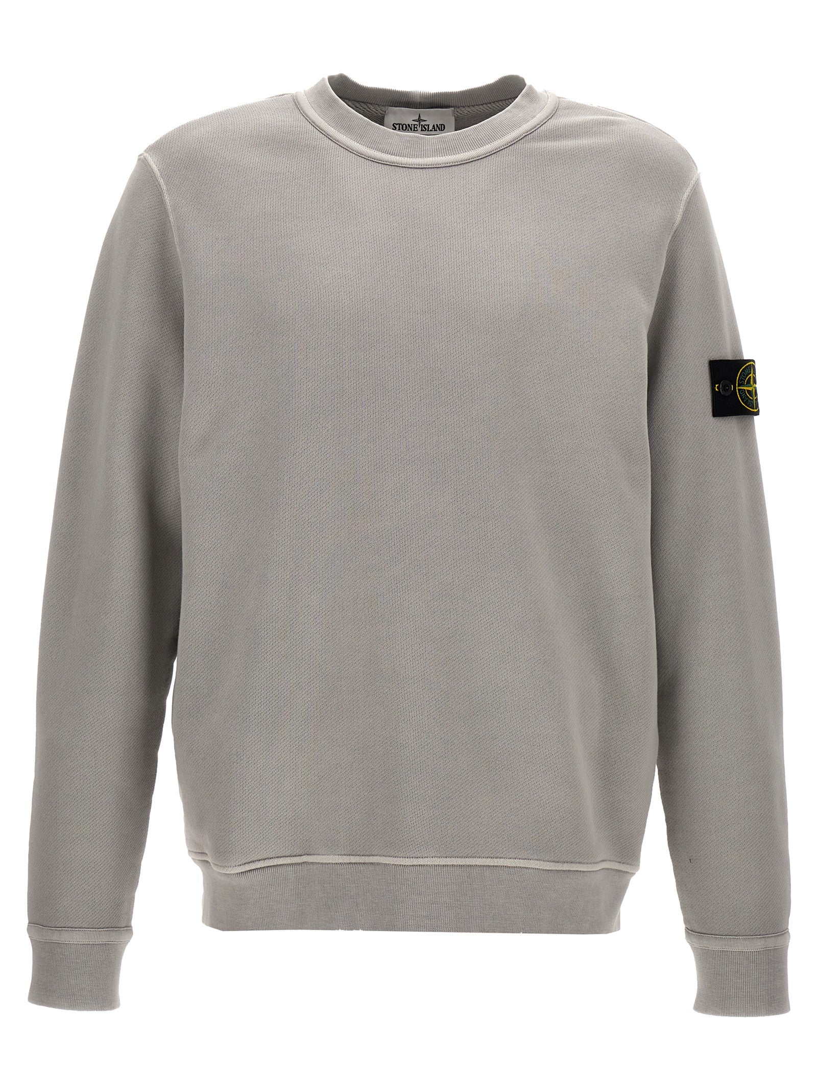 Stone Island-Logo Badge Felpe Grigio-Uomo