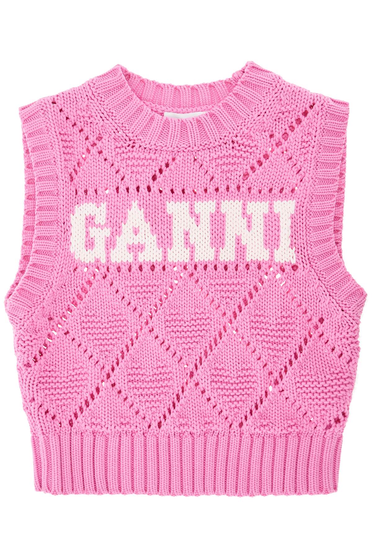 Ganni-Gilet Logato In Maglia-Donna