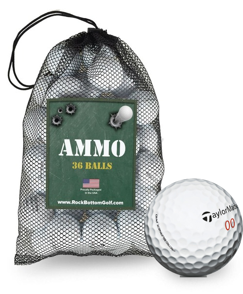 TaylorMade Assorted Mix Near Mint Recycled Used Golf Balls *36-Ball Ammo Bag* Wh