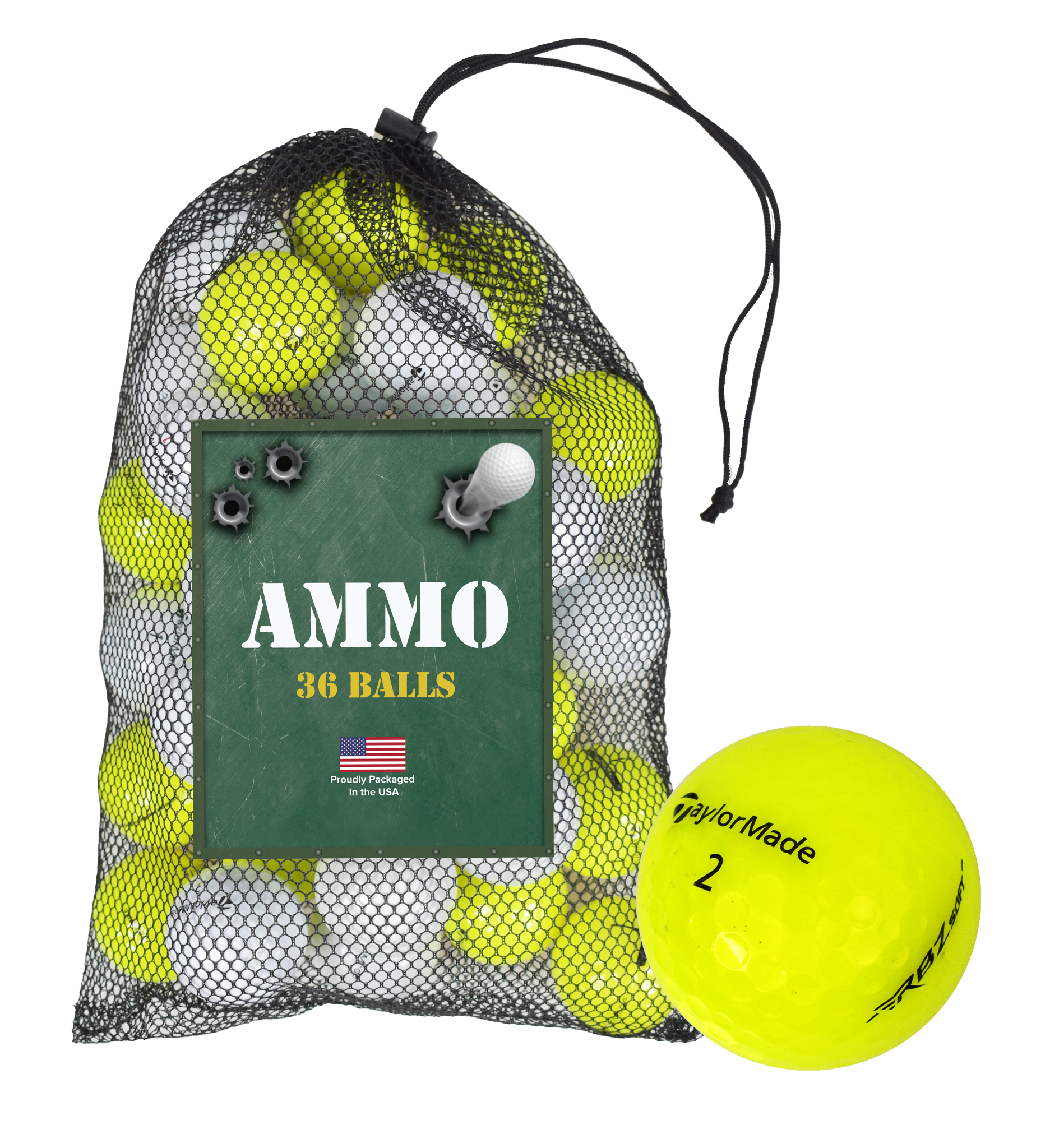 TaylorMade Assorted Mix Near Mint Recycled Used Golf Balls *36-Ball Ammo Bag* Assorted Colors