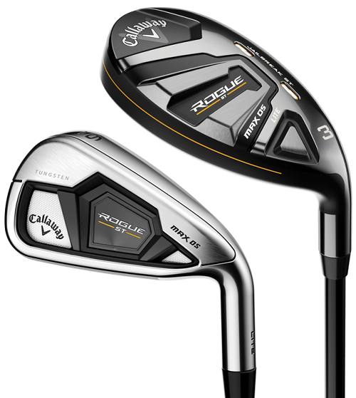 Callaway Golf Rogue ST Max OS Lite Combo Irons #5, #6 Hybrids, 7-PW/AW/SW Senior Flex [Project X Cypher Black 50] (Graphite)