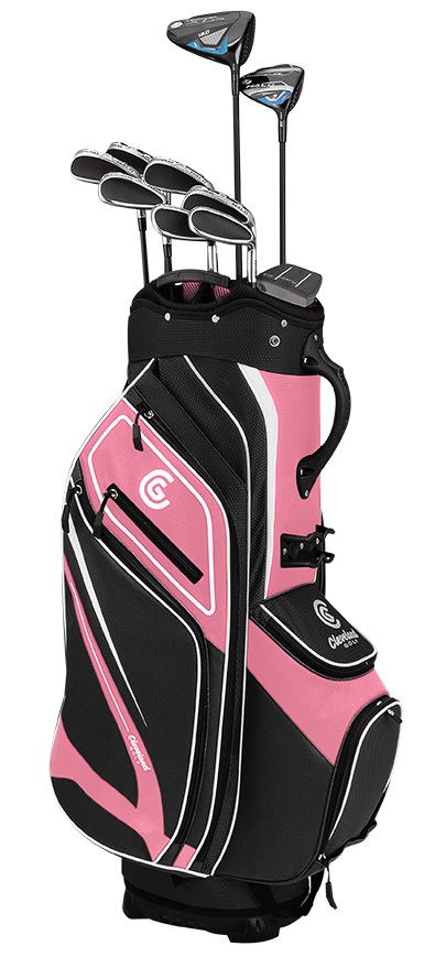 Cleveland Golf Ladies Launcher Halo Complete Set With Cart Bag Black/Pink