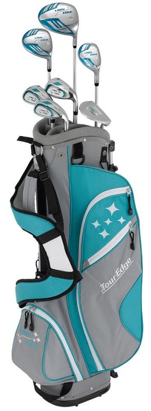 Tour Edge Golf Lady Edge Complete Set With Cart Bag Turquoise/White [+1]