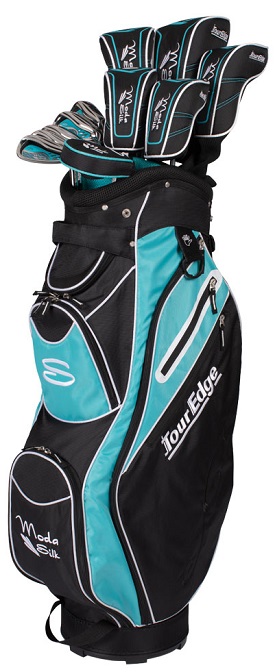 Tour Edge Golf Ladies Moda Silk Complete Set With Bag Black/Light Blue [Petite]