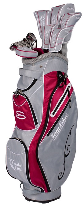 Tour Edge Golf Ladies Moda Silk Complete Set With Bag Silver/Ruby [+1]