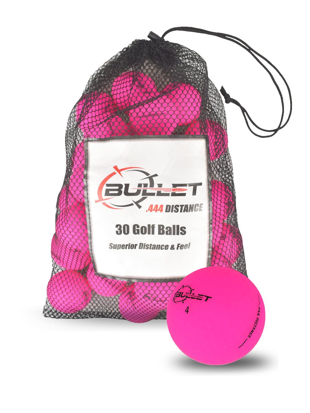 Bullet .444 Distance Matte Colored Golf Balls [30-Ball] Matte Pink