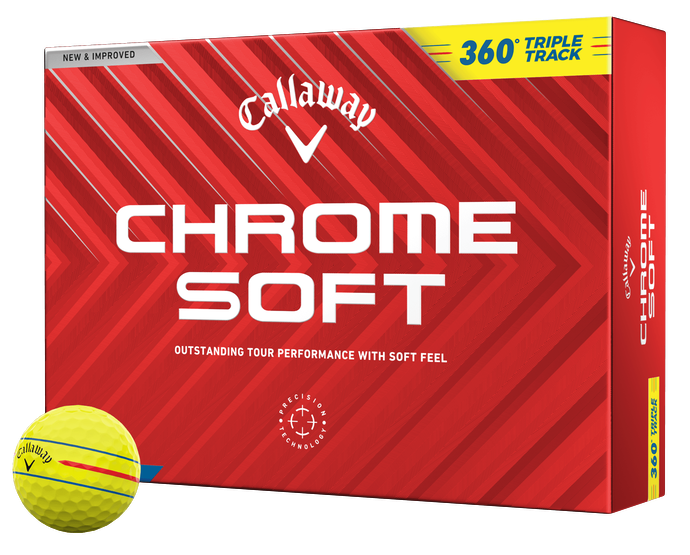 Callaway Golf 2024 Chrome Soft 360 Triple Track Golf Balls *1-Dozen* [Yellow] LOGO ONLY