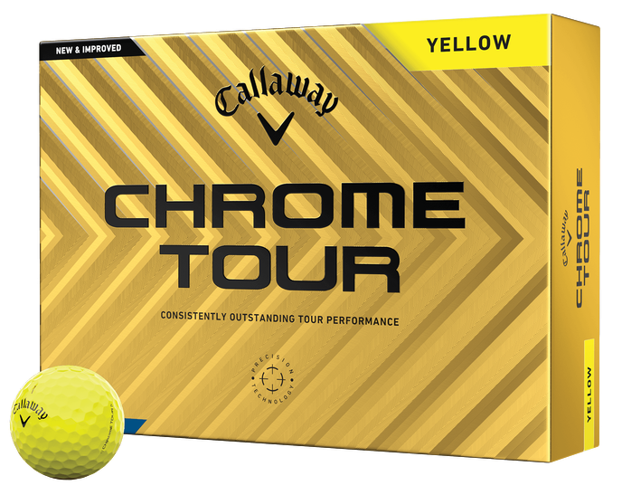 Callaway Chrome Tour Golf Balls 1-Dozen Yellow LOGO ONLY