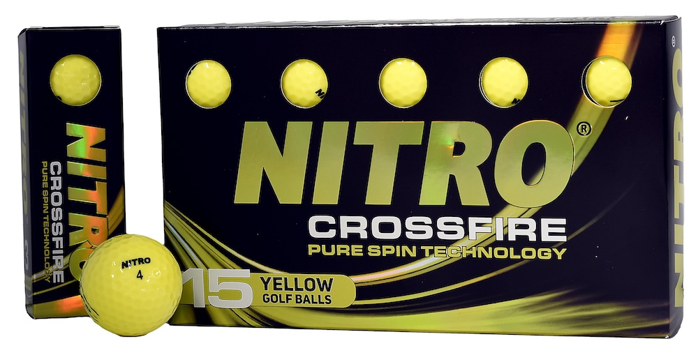 Nitro 2024 Crossfire Golf Balls *15-Pack* [Glossy Yellow] LOGO ONLY