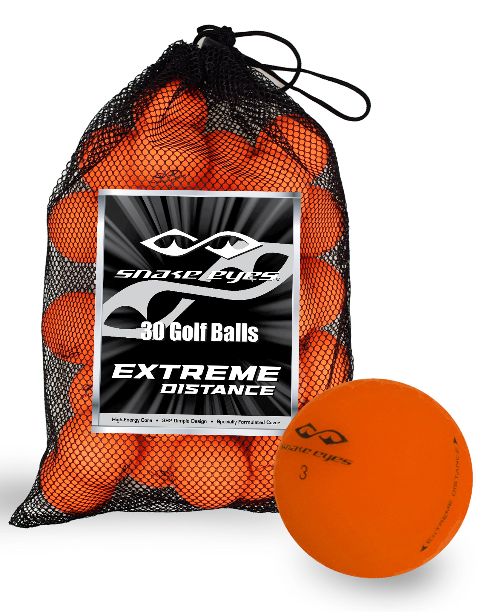 Snake Eyes Extreme Distance Golf Balls [30-Ball] Orange LOGO ONLY