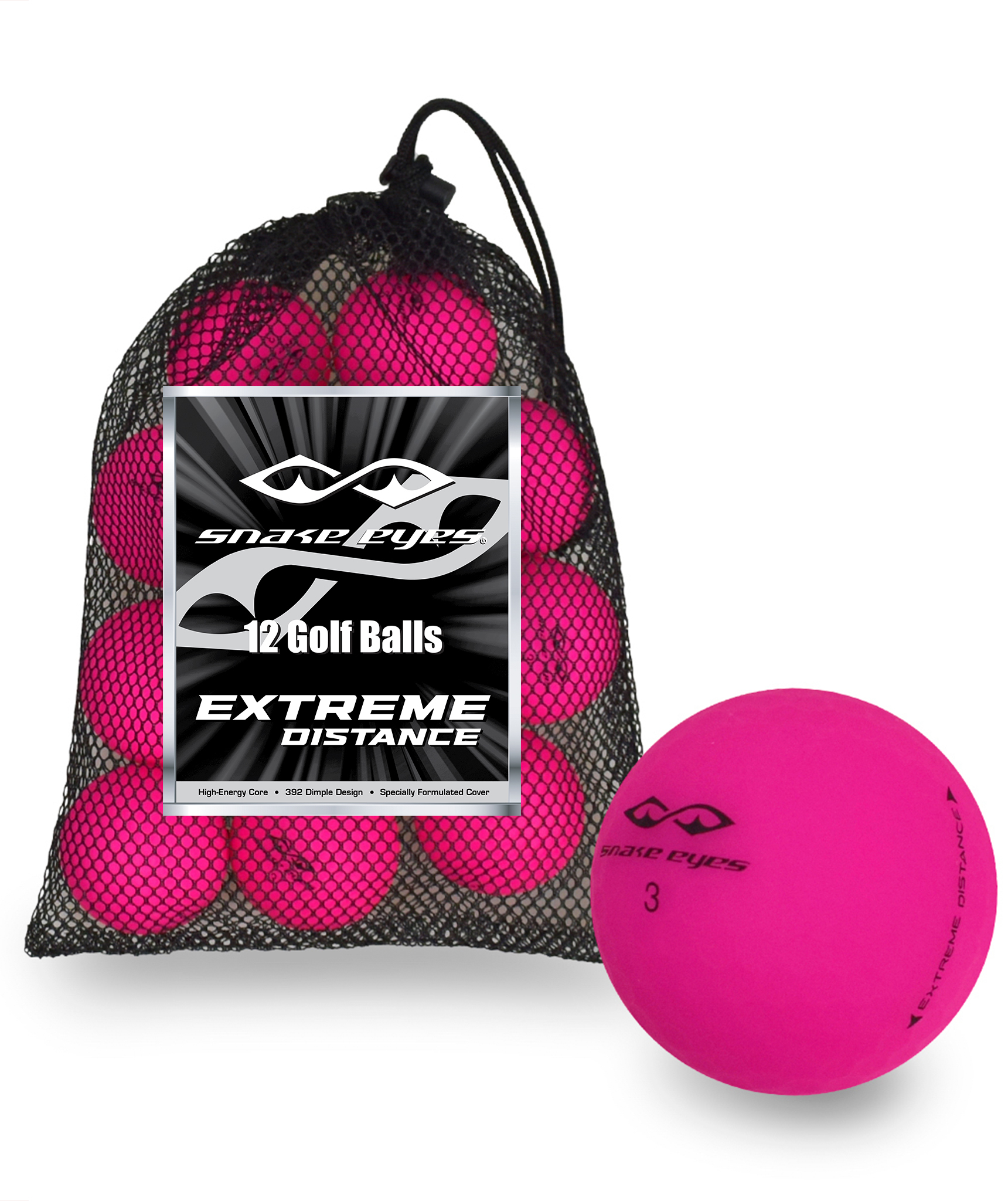 Snake Eyes Extreme Distance Golf Balls [12-Balls] Pink LOGO ONLY