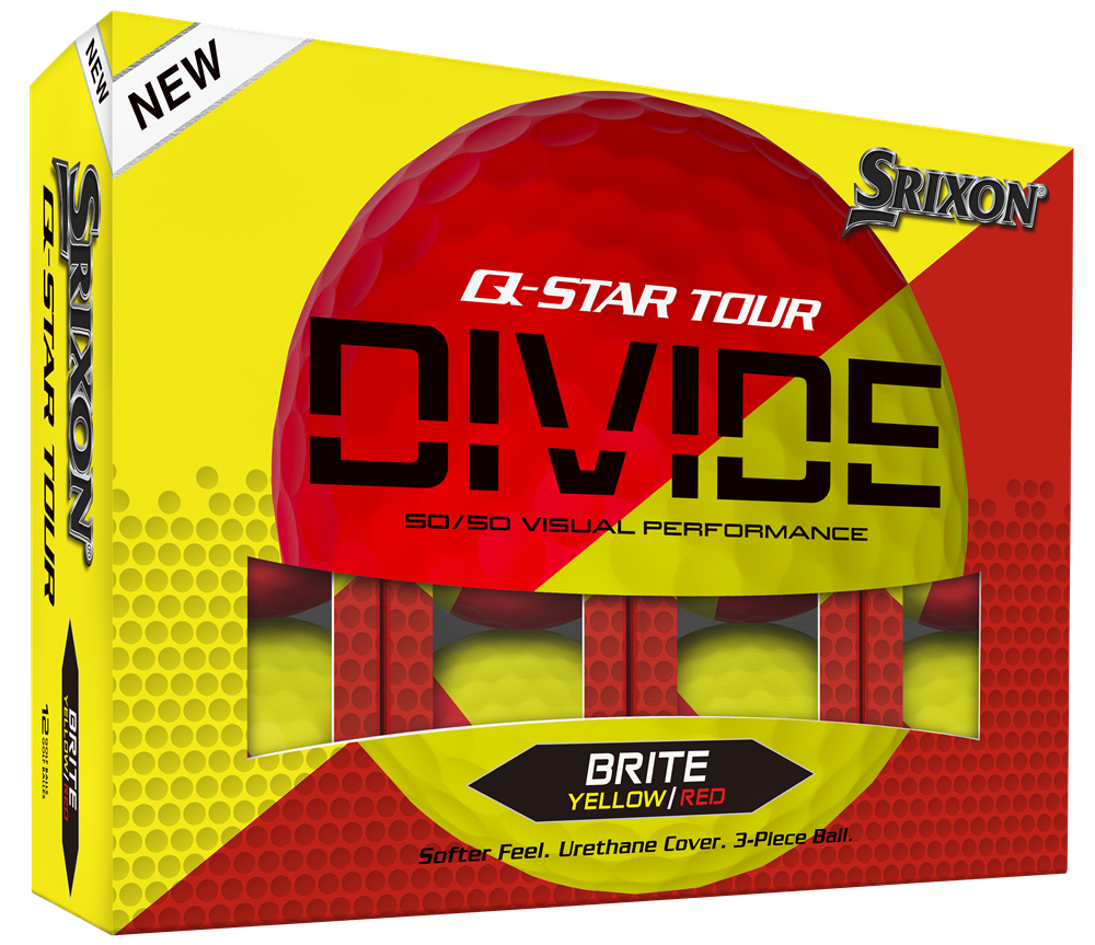 Srixon Q-Star Tour Divide Golf Balls 1-Dozen Yellow/Red