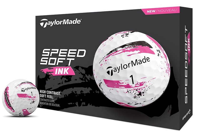 TaylorMade SpeedSoft Ink Golf Balls White/Pink