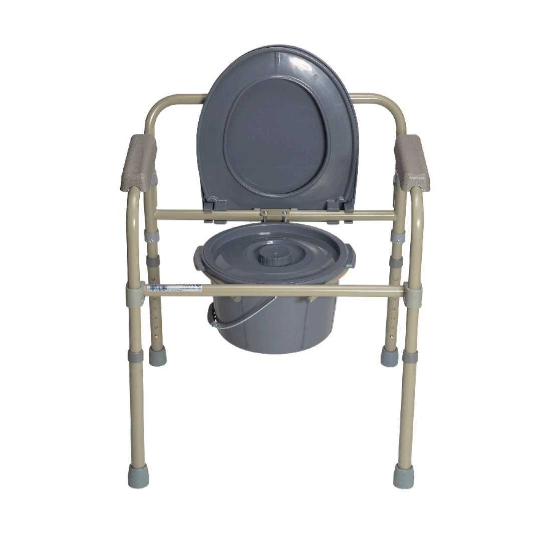 Dynarex Steel Folding Bedside Commode - Raised Toilet Seat & Toilet Safety Frame