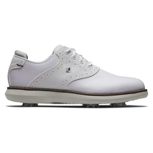 FootJoy Golf Juniors Traditions Shoes White/White/Gray Size 3 Medium