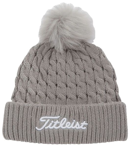 Titleist Golf Cable Knit Pom Pom Beanie Light Gray/White One Size