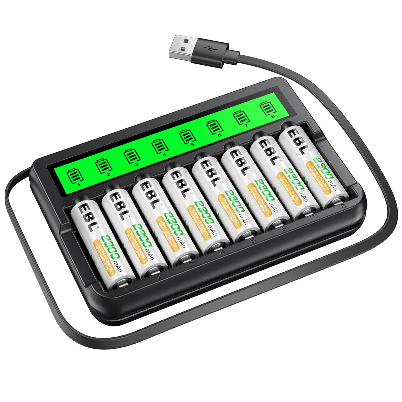 EBL LCD Smart Battery Charger and Rechargeable AA Batteries