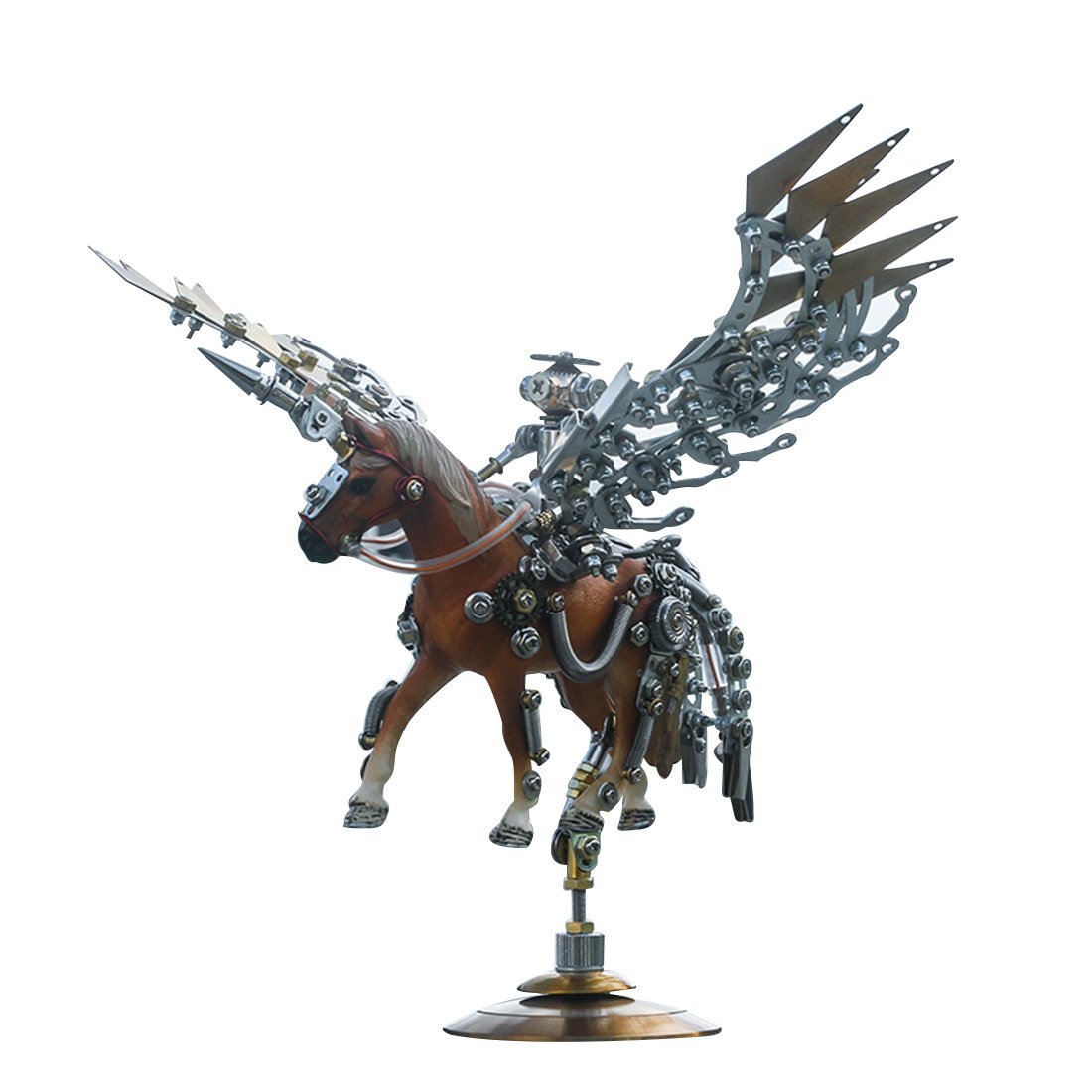 DIY Metal  3D Assembly Mechanical Wing Knight Unicorn Model Kit Toy with Base 776Pcs