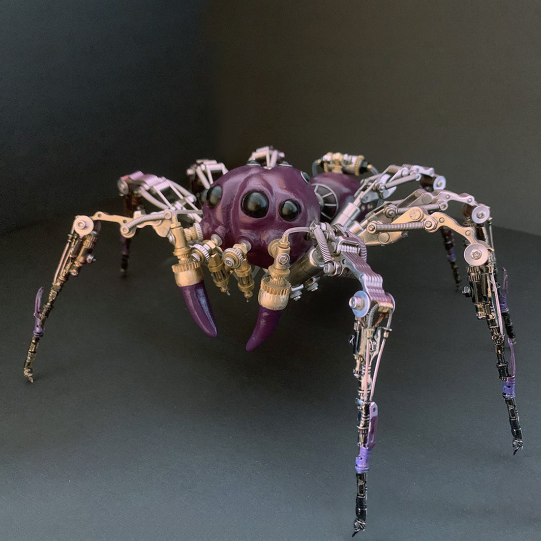 Creative Metal Purple Tarantula Spider Insect Bug Steampunk Model Assembled Crafts