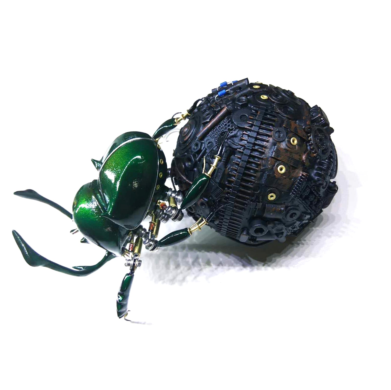 Steampunk  Dung Beetle Bugs Sculpture Model 3D Metal Assembled Crafts