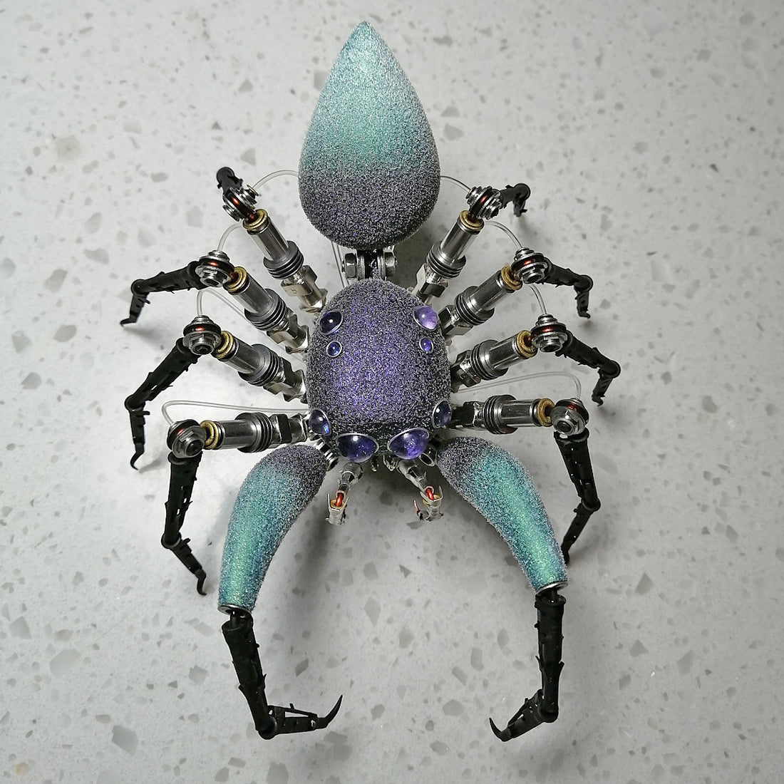 Metal Haplopelma Lividum Spider 3D Steampunk Bug Sculpture Model Kits with Light