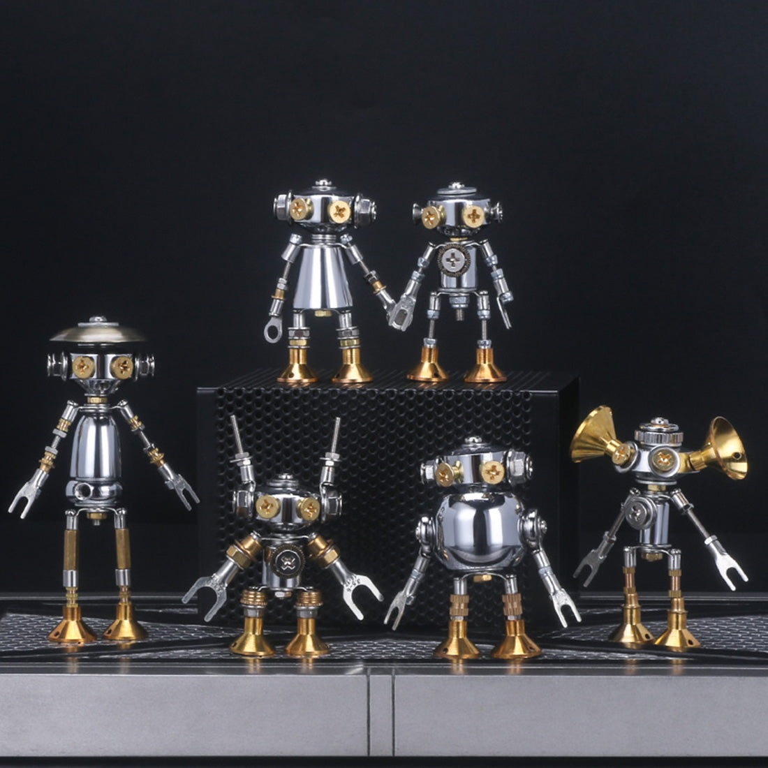 6Pcs Blind Box DIY 3d Metal  Mini White Collar Mecha Office Series Model Building Kit