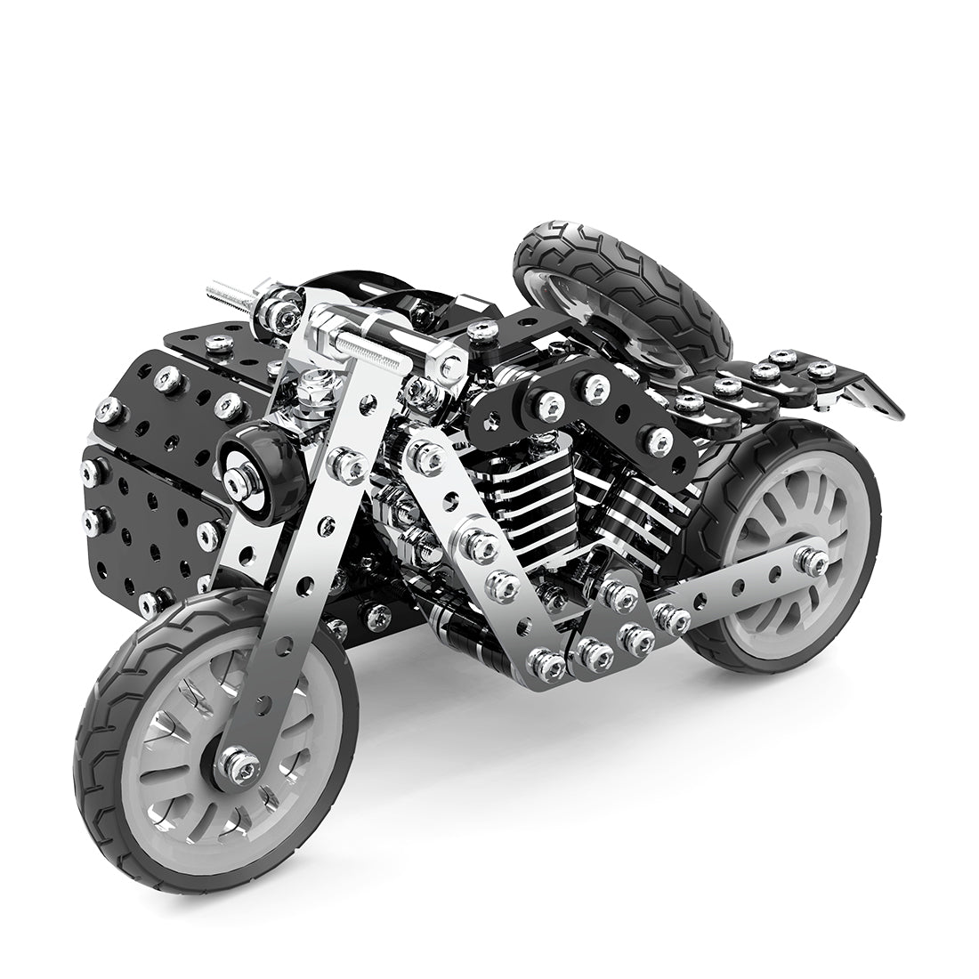 DIY Side Tricycle Assembly Model 3D Motorcycle Puzzle Kit Stainless Steel Screw Toys 377Pcs