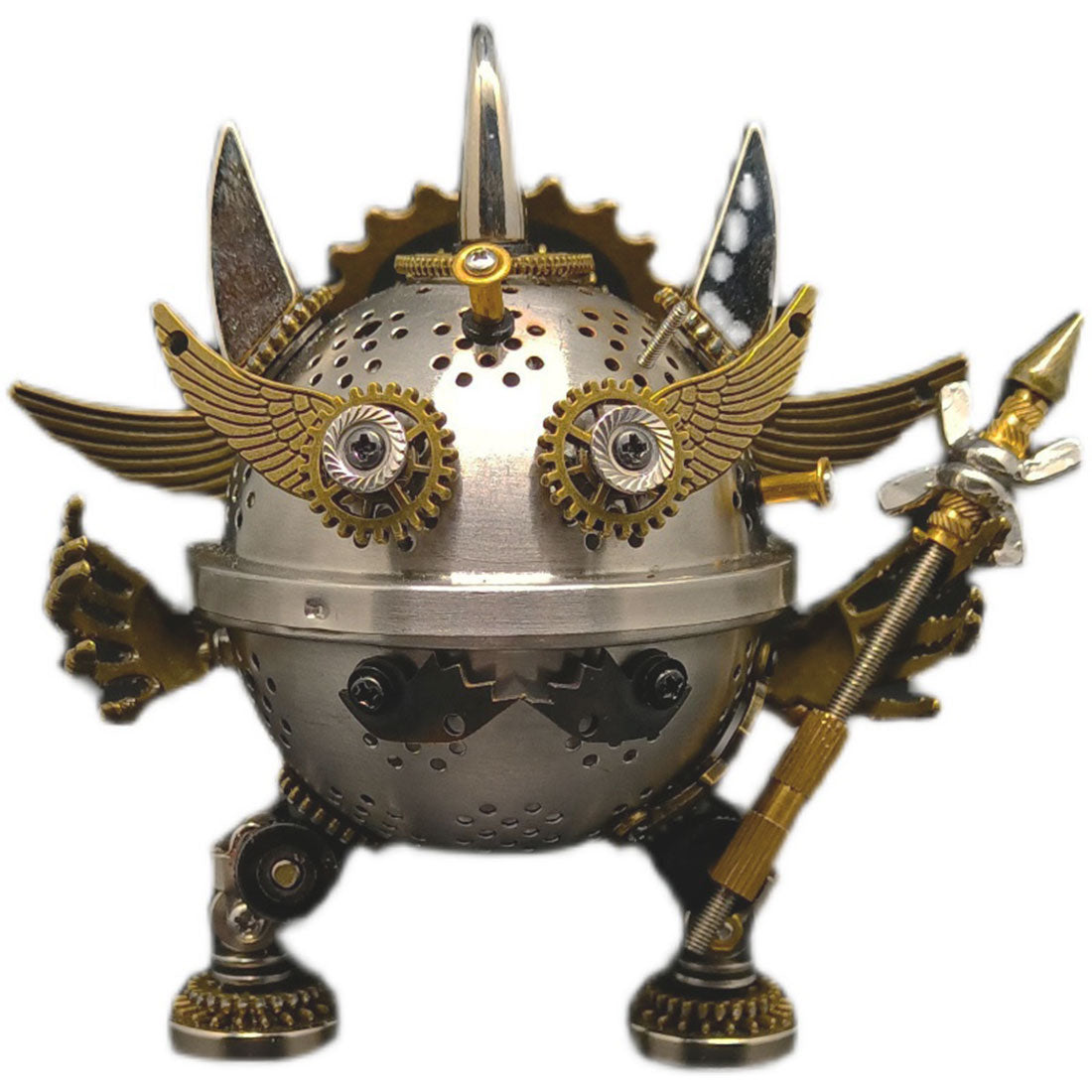 3D Steampunk Metal Little Evil Soldier Mecha With Spear Model Kit Assembly Aromatherapy box