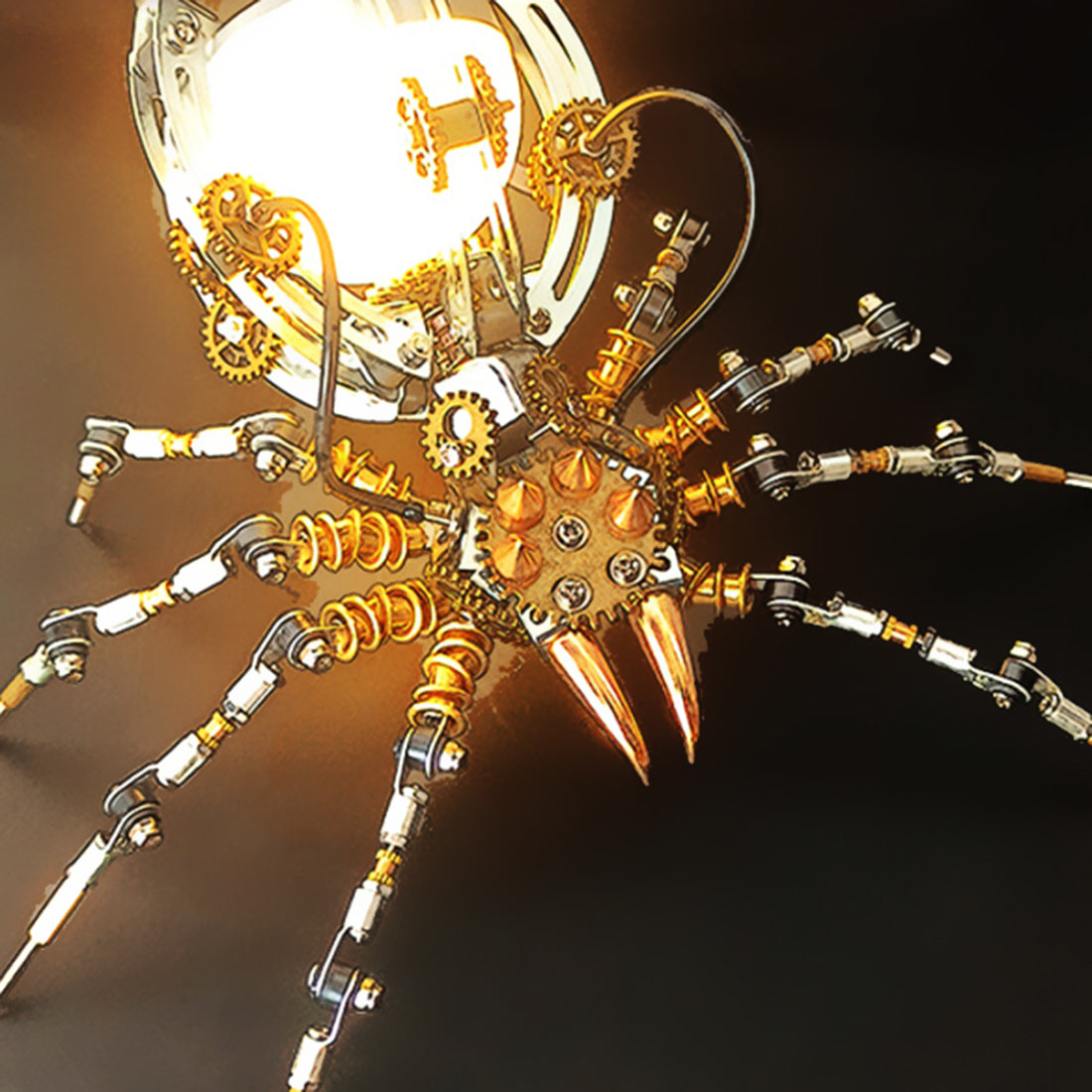 Halloween Spider Lamp Metal Model Kits Steampunk Sculpture DIY 512pcs