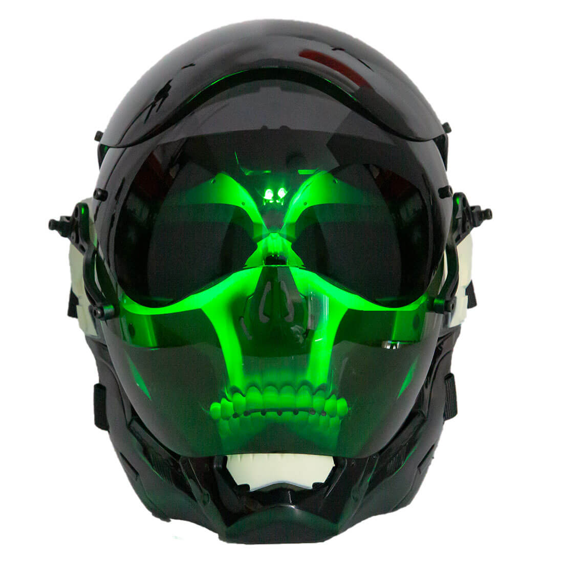 Future Punk Mecha Skull Head Mask for Men Costume Cosplay Prop for Halloween Parties (Green)