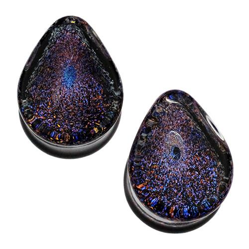 Blue Orange Galaxy Teardrop Plugs by Glasswear Studios