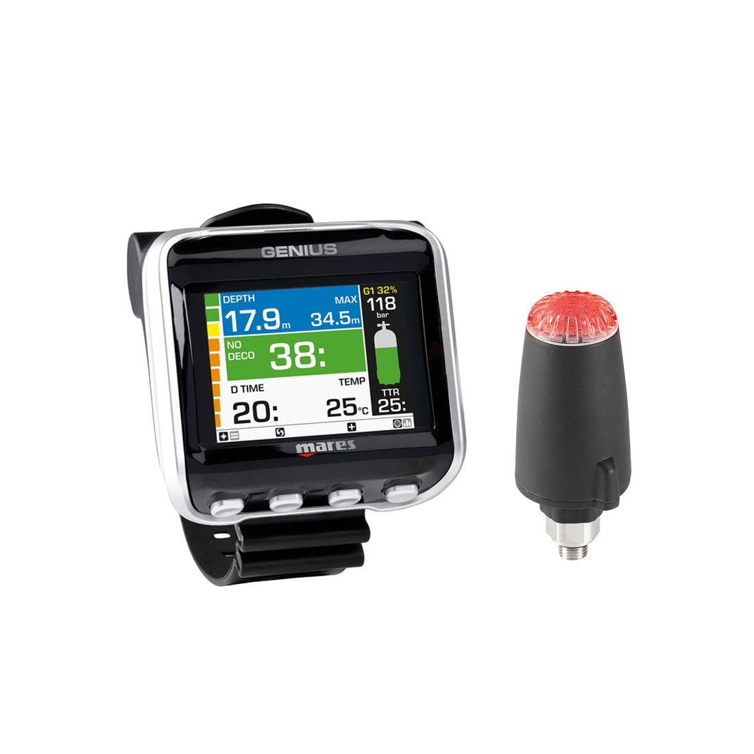 Mares Genius Scuba Diving Wrist Computer WITH LED Tank Module Transmitter